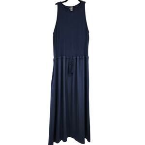 Shebird Navy Addison Tassel Drawstring Built In Bra Maxi Dress Size 7/XL